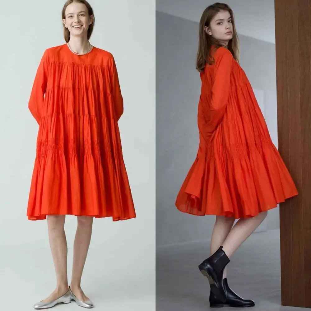 Merlette Soliman Midi Contemporary Casual Dress Size Small Flame